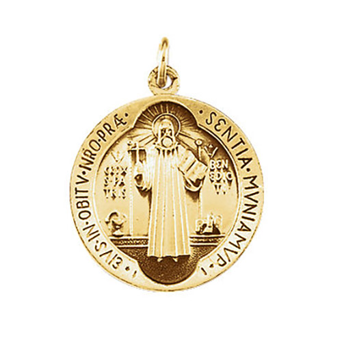 14kt Yellow Gold 18mm Round St. Benedict Medal