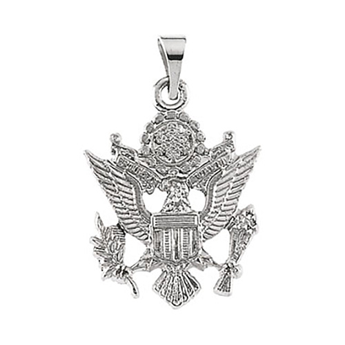 14kt White Gold 3/4in U.S. Army Eagle Pendant