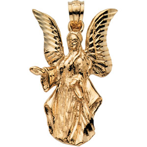 14kt Yellow Gold 7/8in Robed Angel Pendant
