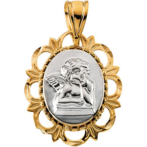 14kt Two-Tone Gold 3/4in Raphael Angel Pendant