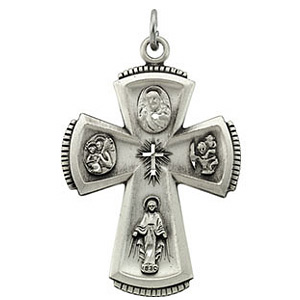 Sterling Silver 1 1/4in 4-Way Medal & Chain