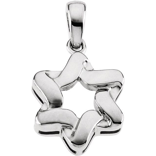 14k White Gold 7/8in Wrapped Star of David Pendant