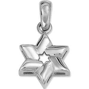 Star of David Pendant with Cut-out Center 1/2in 14k White Gold