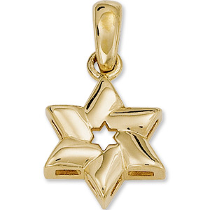 Star of David Pendant with Cut-out Center 1/2in 14k Yellow Gold