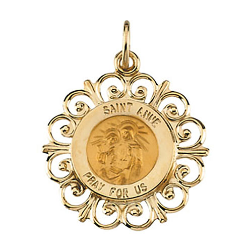 14kt Yellow Gold 18.5mm Fancy St. Anne Medal