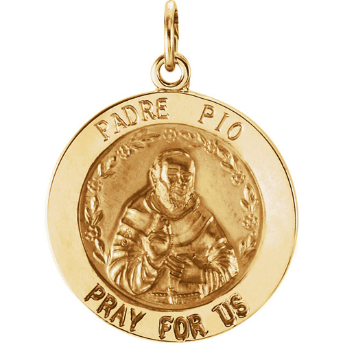 14kt Yellow Gold 18.5mm St. Padre Pio Medal