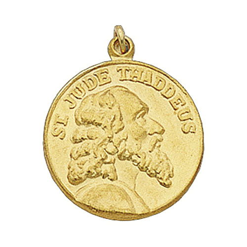 14kt Yellow Gold 15.25mm Round St. Jude Thaddeus Medal 