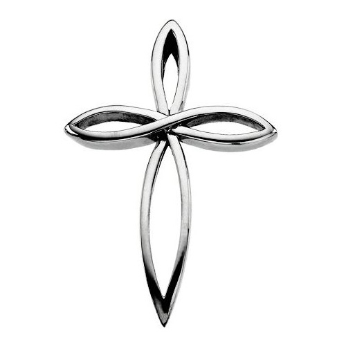 14kt White Gold 1 3/8in Pointed Loop Cross Pendant