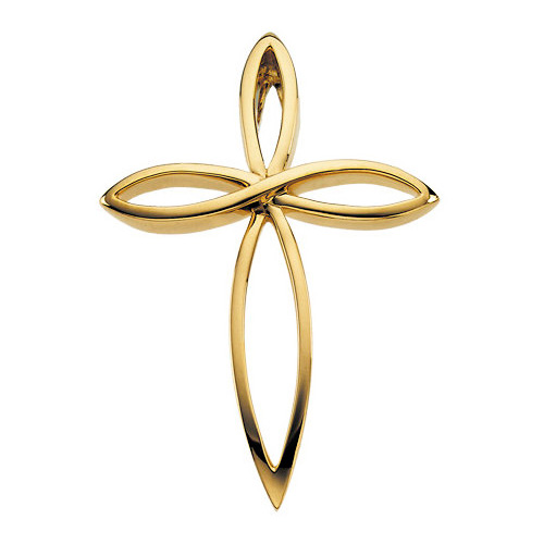 14kt Yellow Gold 1 3/8in Pointed Loop Cross Pendant