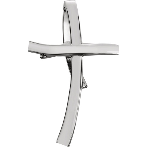 Sterling Silver 1 1/2in Curved Cross Slide Pendant