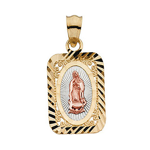 14kt Tri-Color Gold 14.75mm Lady of Guadalupe Medal