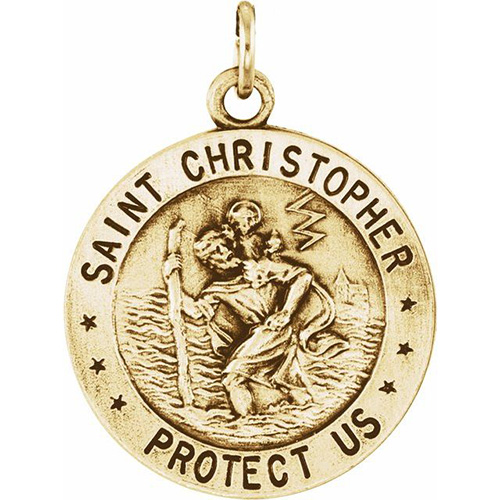 14k Yellow Gold 18mm St. Christopher US Air Force Medal