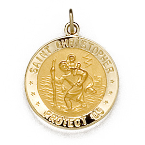 14kt Yellow Gold 5/8in U.S. Coast Guard St. Christopher Medal