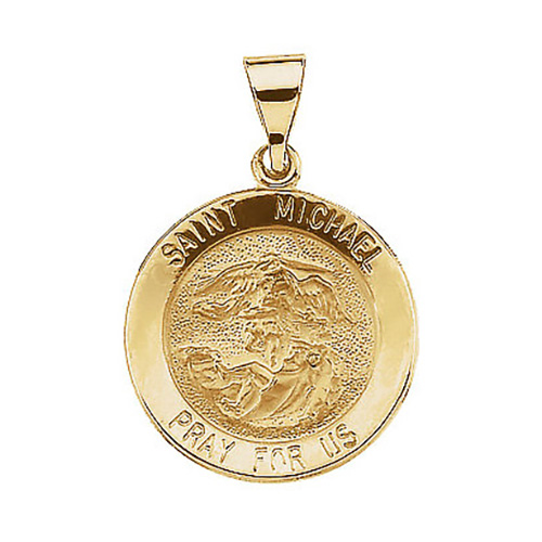22mm Hollow St. Michael Medal - 14k Yellow Gold