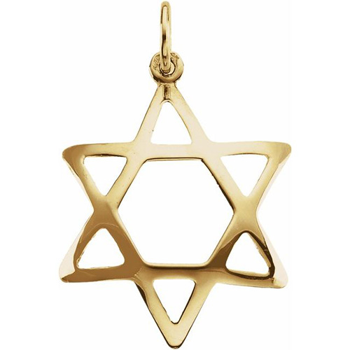 14k Yellow Gold Domed Star of David Pendant 3/4in