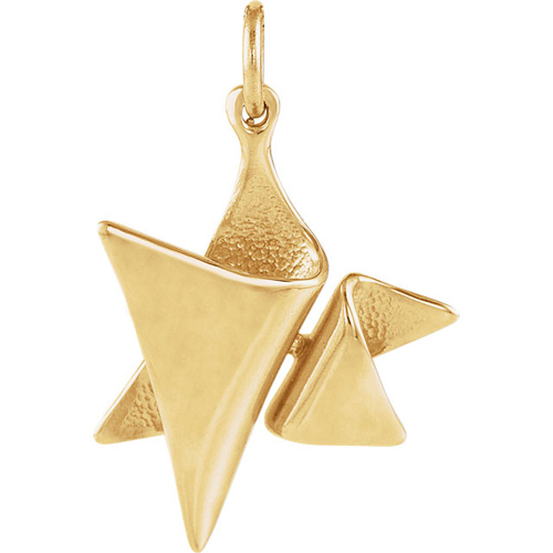 14kt Yellow Gold 3/4in Abstract Folded Star of David Pendant