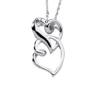 Friendship Heart Pendant Necklace Sterling Silver