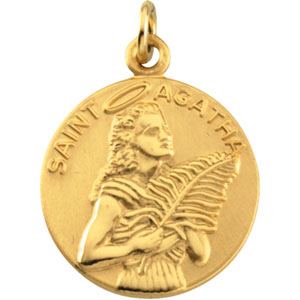 14kt Yellow Gold 18mm St. Agatha Medal