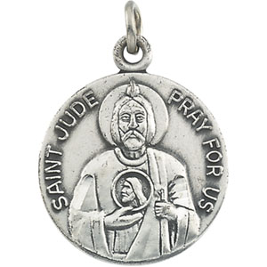 Sterling Silver St. Jude Medal 18mm & Chain JJR41797_SS | Joy Jewelers