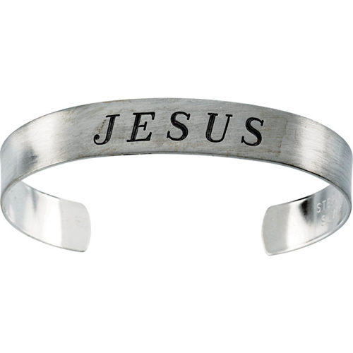 Sterling Silver Antiqued Jesus Cuff Bracelet