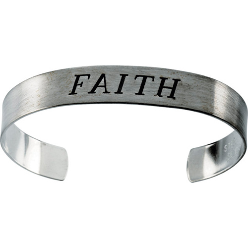 Sterling Silver Antiqued Faith Cuff Bracelet JJR41960 Joy Jewelers