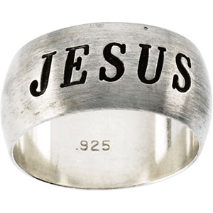 Sterling Silver 7.75mm Antiqued Jesus Ring