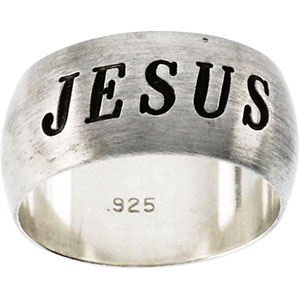 Sterling Silver 7.75mm Antiqued Jesus Ring