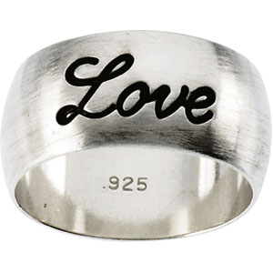 Antiqued Love Ring 7.75mm Sterling Silver