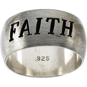 7.75mm Antiqued Faith Ring - Sterling Silver