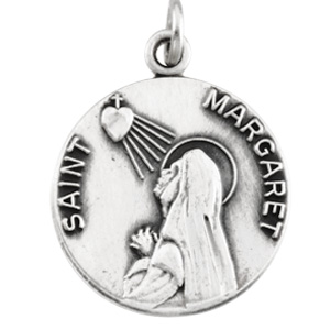 Sterling Silver St. Margaret Medal 18mm & Chain JJR45007_SS