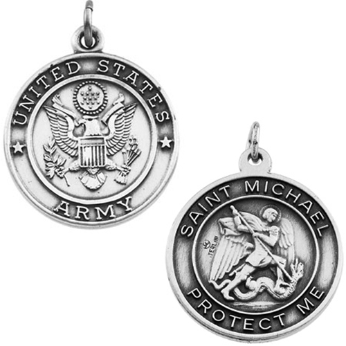 St. Michael U.S. Army Medal 22.5mm - Sterling Silver JJR45047_SS