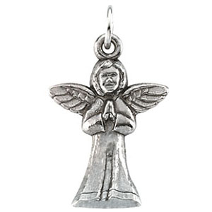 14kt White Gold Praying Angel Pendant 18x13mm