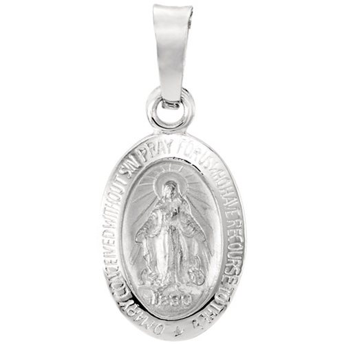 14kt White Gold Miraculous Medal 15x11mm