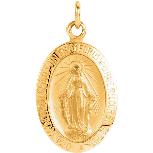14kt Yellow Gold Oval 15x10mm Miraculous Medal