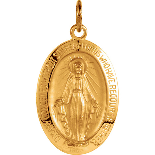 14kt Yellow Gold Oval 19x14mm Miraculous Medal