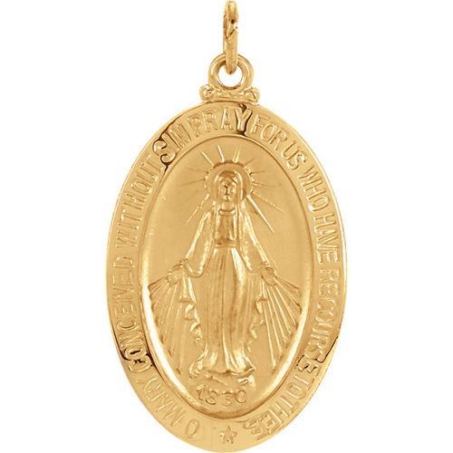 14kt Yellow Gold Oval 23x16mm Miraculous Medal