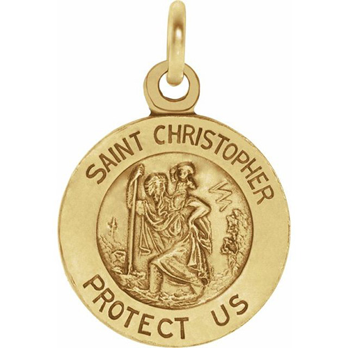 14kt Yellow Gold St. Christopher Medal 12mm