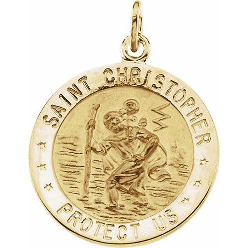 14kt Yellow Gold St. Christopher Medal 18mm