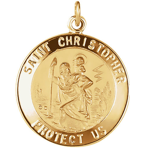 14kt Yellow Gold St. Christopher Medal 20mm