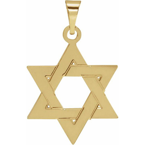 14k Yellow Gold Star of David Pendant 17x15mm