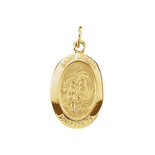 14kt Yellow Gold 5/8in Oval St. Joseph Medal