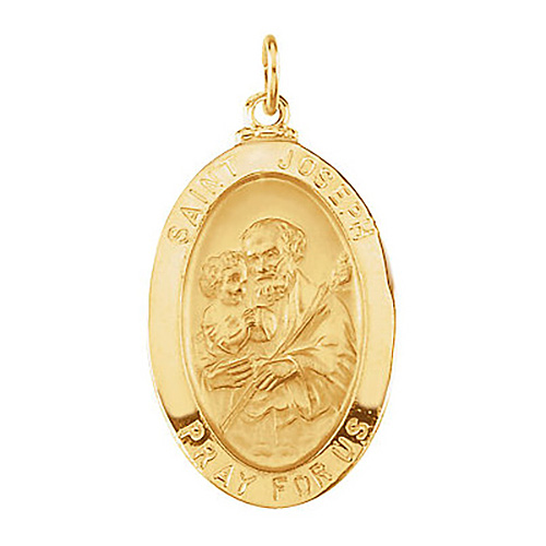 14kt Yellow Gold 7/8in Oval St. Joseph Medal