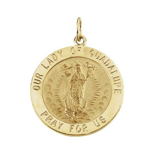 14kt Yellow Gold 18mm Our Lady of Guadalupe Medal