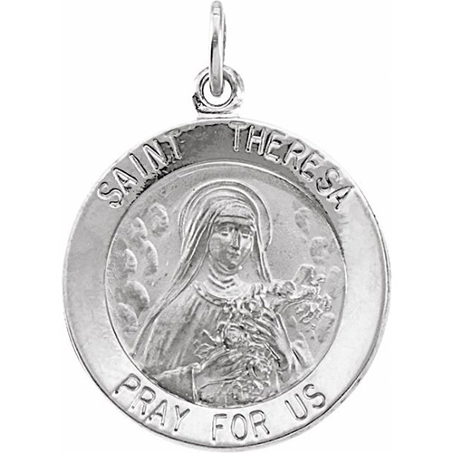 St. Theresa Medal 22mm - Sterling Silver