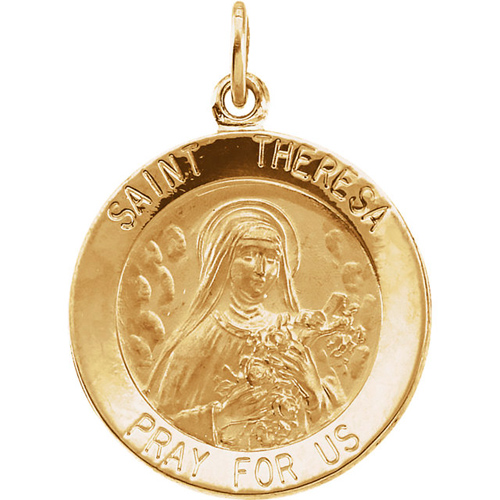 St. Theresa Medal 18mm - 14k Yellow Gold