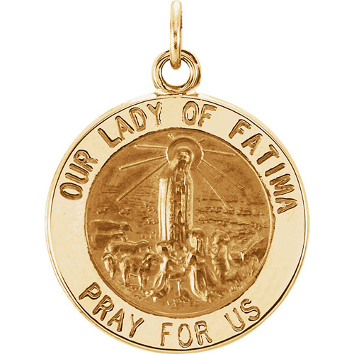 14k Yellow Gold Our Lady of Fatima Medal 25mm