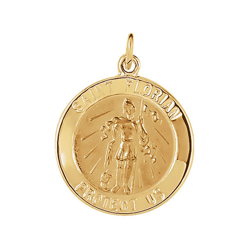 14kt Yellow Gold 1/2in St. Florian Medal