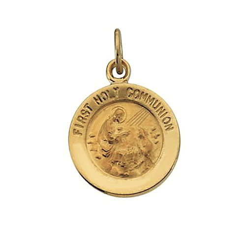 14kt Yellow Gold 12mm First Holy Communion Medal
