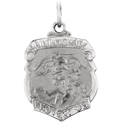 14k White Gold St. Michael Medal 1in