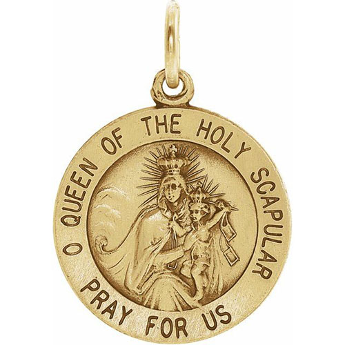 14kt Yellow Gold 5/8in Round Scapular Medal